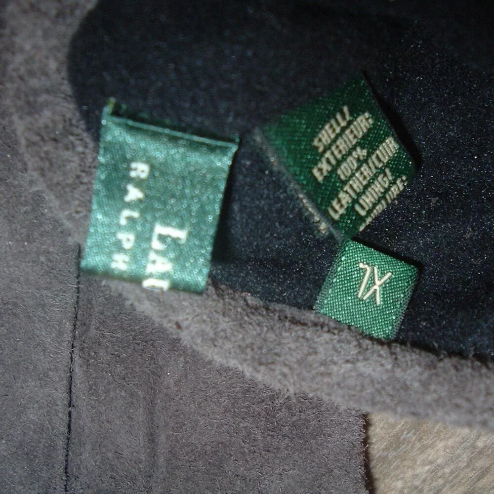 Lauren Ralph Lauren Gloves XL Brown Leather Suede Lined RL Logo